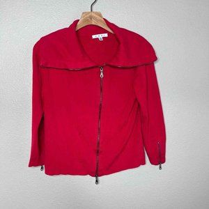 CAbi Zip It Cardigan Red Soft Asymmetrical Sweater Size Medium #285